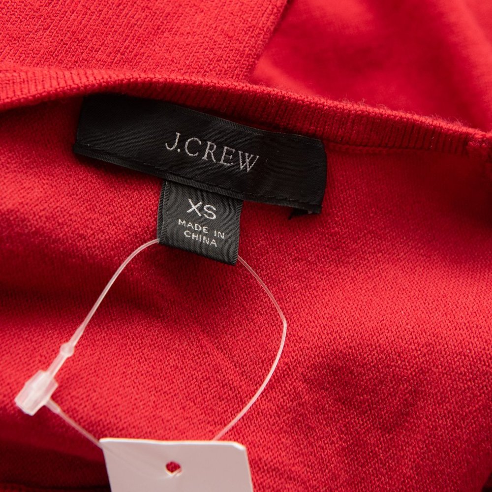 J. Crew Merino Wool Sweater Dress Twist Back Midi Long Sleeve Red Size XS New - Picture 3 of 6